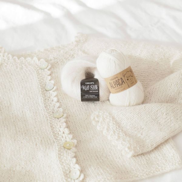 Blanc – Laine DROPS Alpaca 100 % alpaga, 50 g / 167 m 2