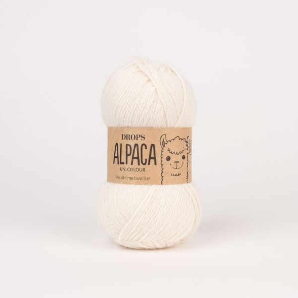 Blanc cassé – Laine DROPS Alpaca 100 % alpaga, 50 g / 167 m 2