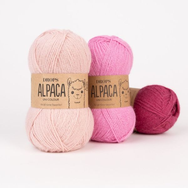 Rose fraise crème – Laine DROPS Alpaca 100 % alpaga, 50 g / 167 m 2