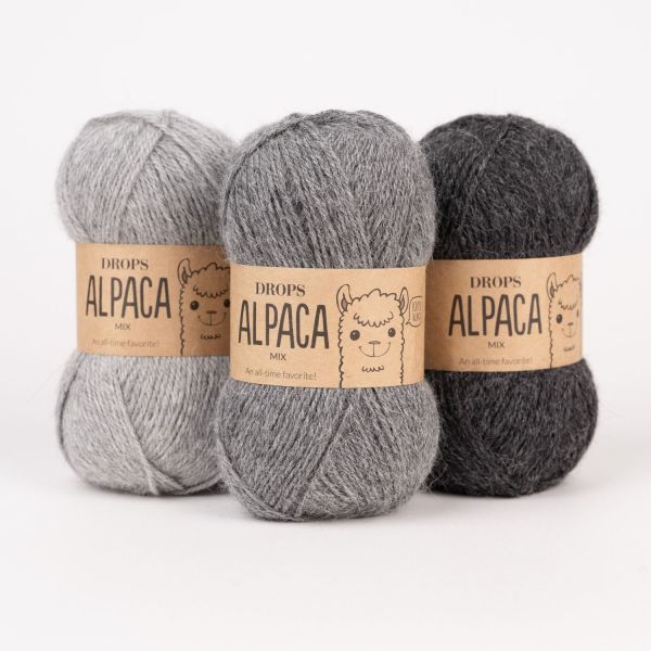Gris foncé chiné – Laine DROPS Alpaca 100 % alpaga, 50 g / 167 m 2