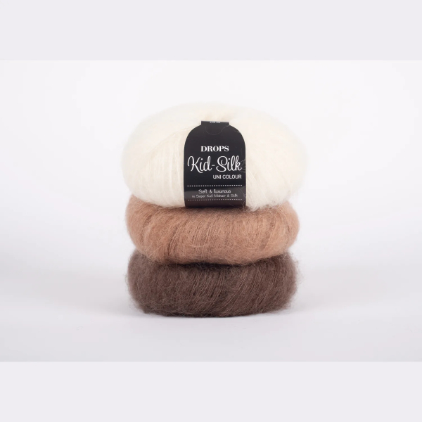 Beige amande – Laine DROPS Kid-Silk mohair et soie, 25 g / 210 m 2