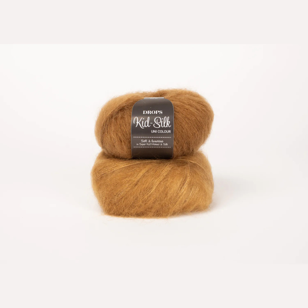 Caramel – Laine DROPS Kid-Silk mohair et soie, 25 g / 210 m 2