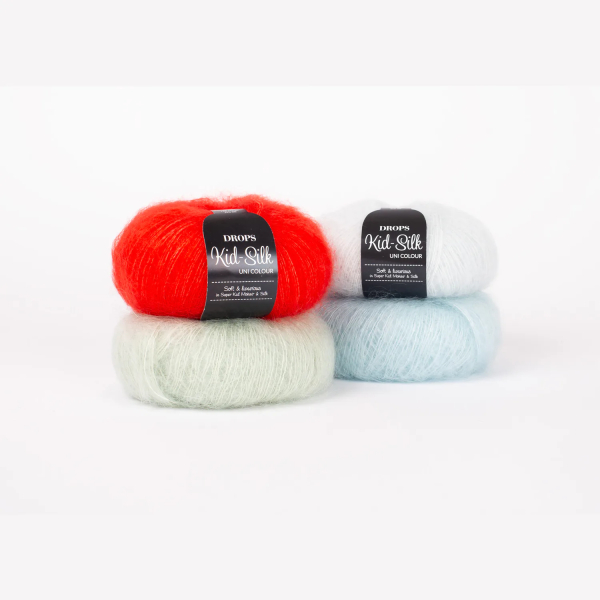 Blanc cristal – Laine DROPS Kid-Silk mohair et soie, 25 g / 210 m 2
