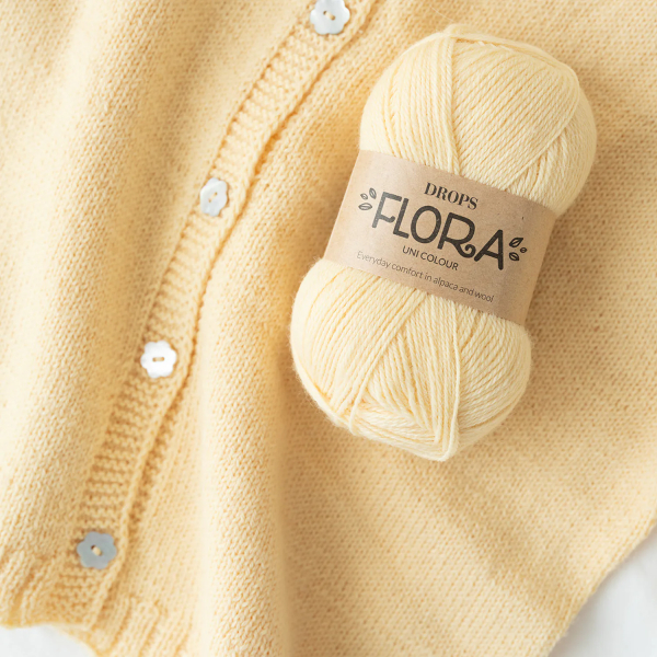 Marron chiné – Laine DROPS Flora laine et alpaga, 50 g / 210 m 2