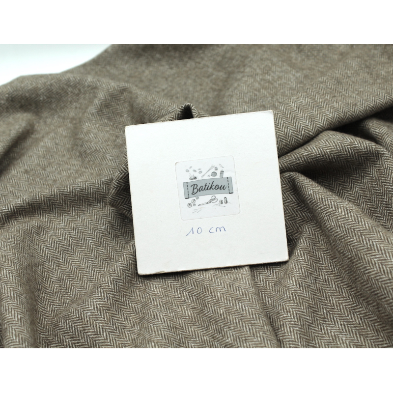 Tissu chevrons texturé coton / laine coloris vison