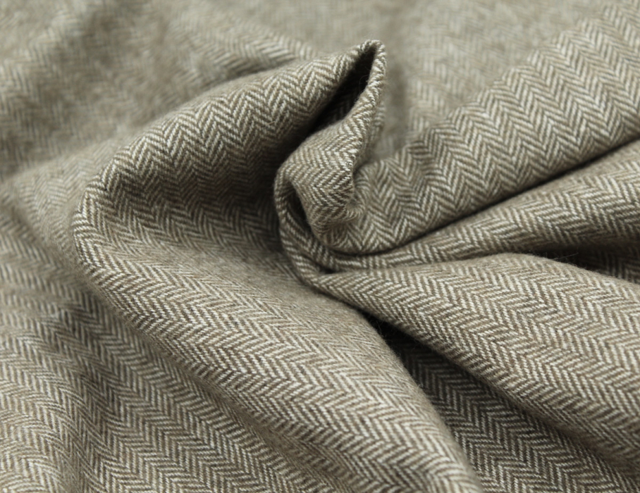 Tissu chevrons texturé coton / laine coloris vison