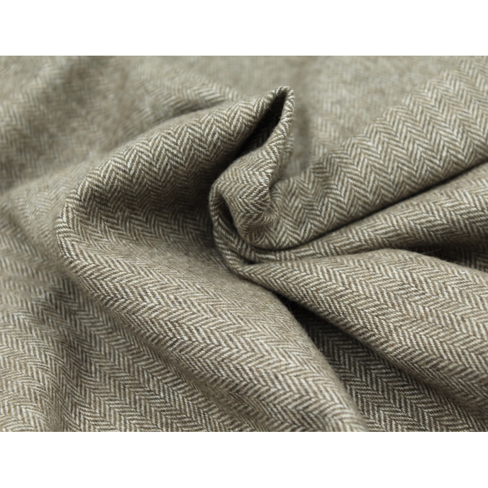 Tissu chevrons texturé coton / laine coloris vison