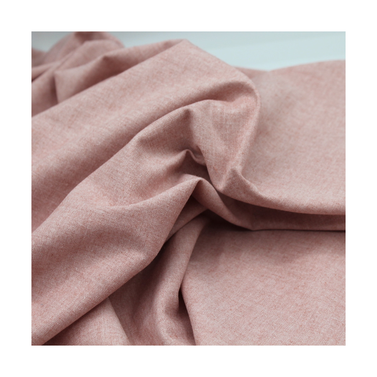 Chambray coton coloris rose boudoir