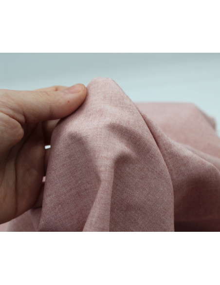 Chambray coton coloris rose boudoir