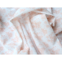 Voile de coton organique rayé imprimé fleuri rose nude pêche