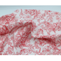 Au mètre - Popeline classique coton BIO fond blanc à motifs rouge corail