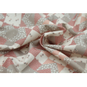 Au mètre - Popeline douce coton BIO motif effet patchwork rose nude crème