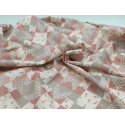 Au mètre - Popeline douce coton BIO motif effet patchwork rose nude crème