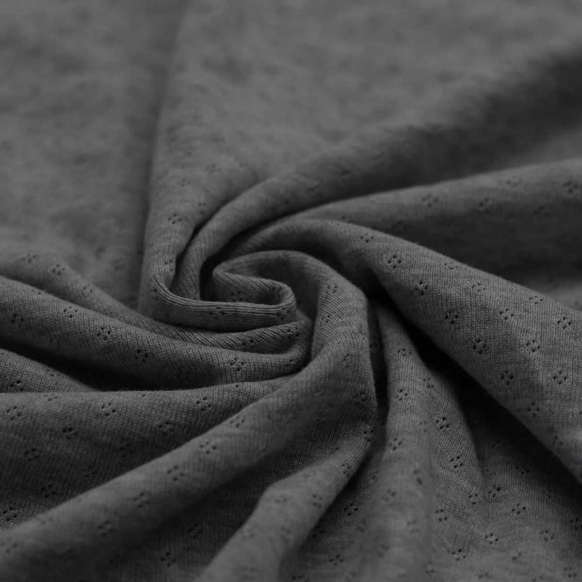 Jersey coton maille pointelle coloris anthracite chiné Jersey coton maille pointelle coloris anthracite chiné