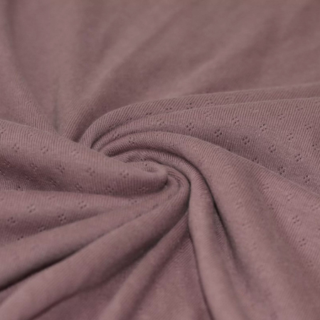 Jersey coton maille pointelle coloris rose ancien
