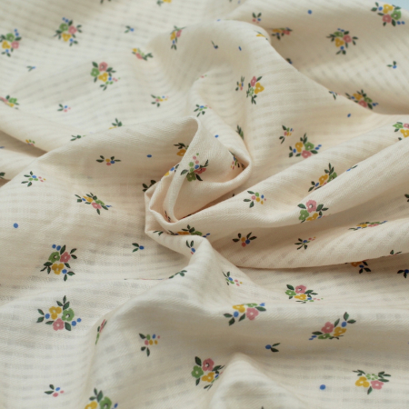Seersucker / Coton gaufré doux motif petites fleurs