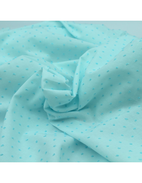 Plumetis de coton bicolore lagon Tissus issus de l'agriculture biologique  - 1