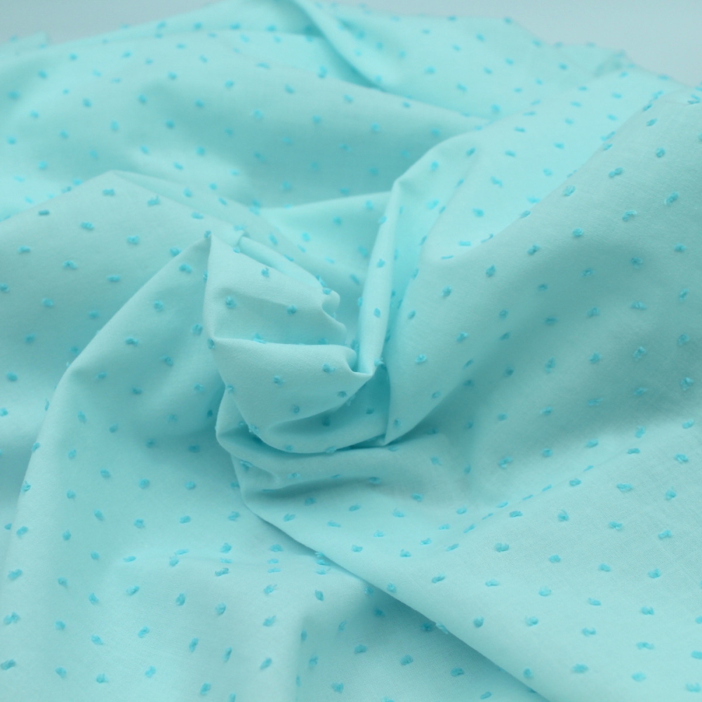 Plumetis de coton bicolore lagon Tissus issus de l'agriculture biologique  - 1