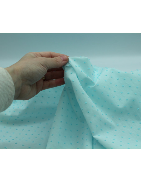 Plumetis de coton bicolore lagon Tissus issus de l'agriculture biologique  - 2