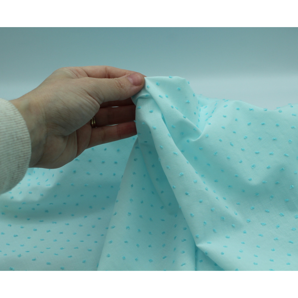 Plumetis de coton bicolore lagon Tissus issus de l'agriculture biologique  - 2