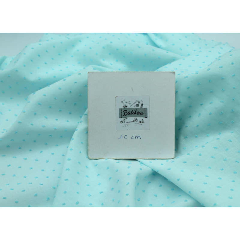 Plumetis de coton bicolore lagon Tissus issus de l'agriculture biologique  - 4