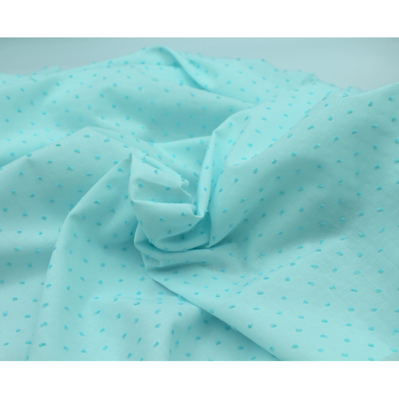 Plumetis de coton bicolore lagon Tissus issus de l'agriculture biologique  - 5