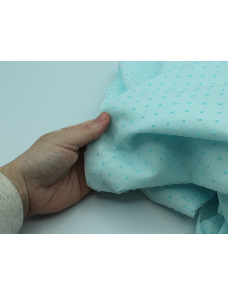 Plumetis de coton bicolore lagon Tissus issus de l'agriculture biologique  - 7