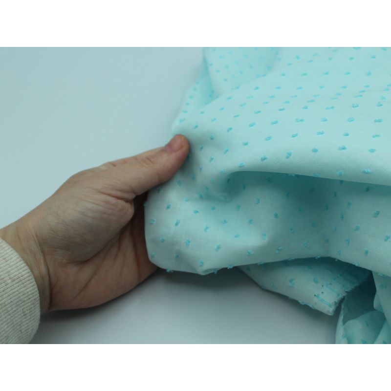 Plumetis de coton bicolore lagon Tissus issus de l'agriculture biologique  - 7