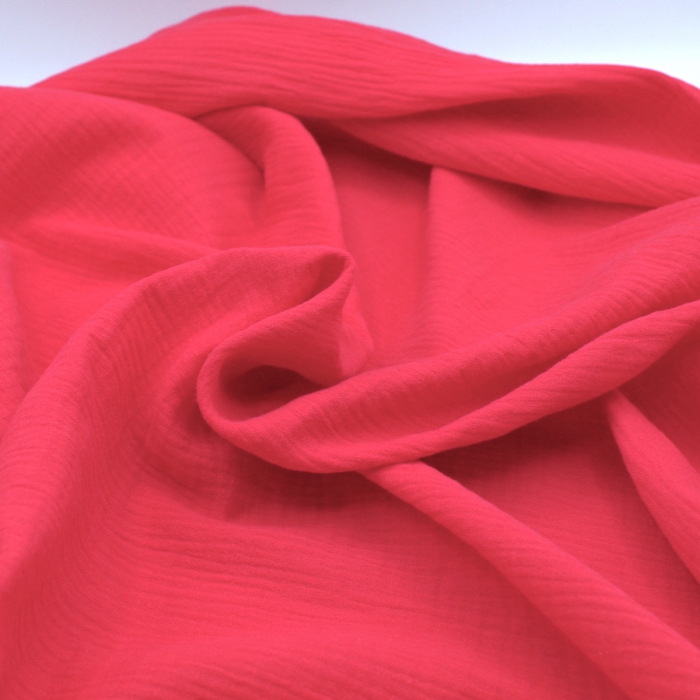 Double gaze de coton BIO unie framboise