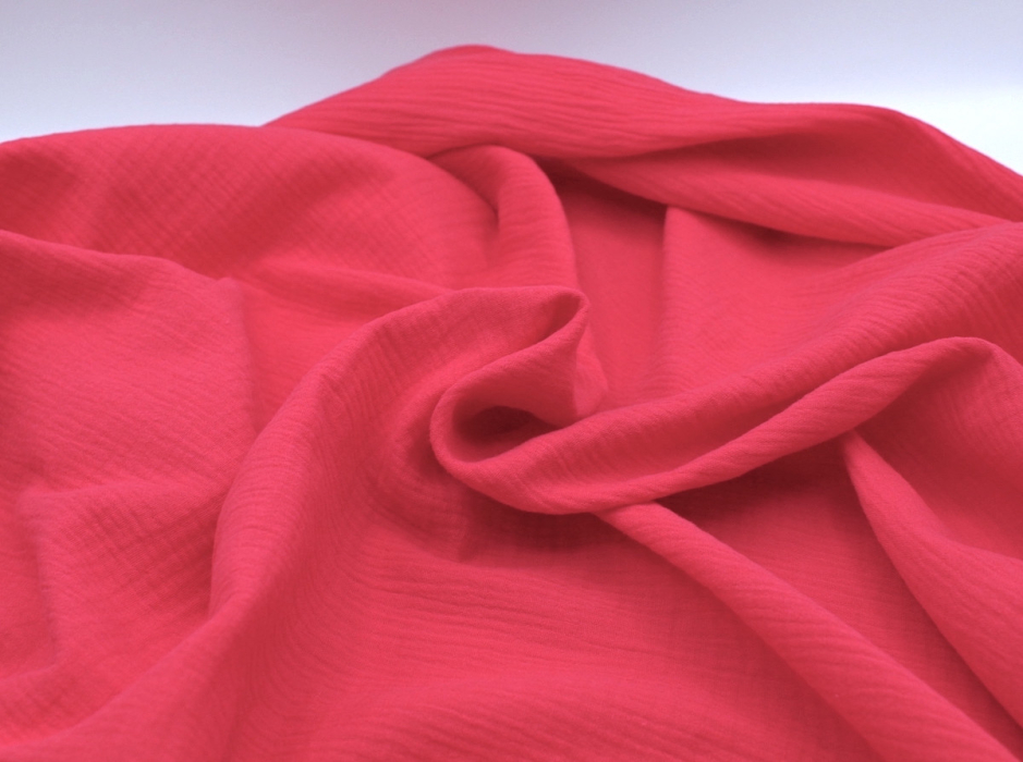 Double gaze de coton BIO unie framboise