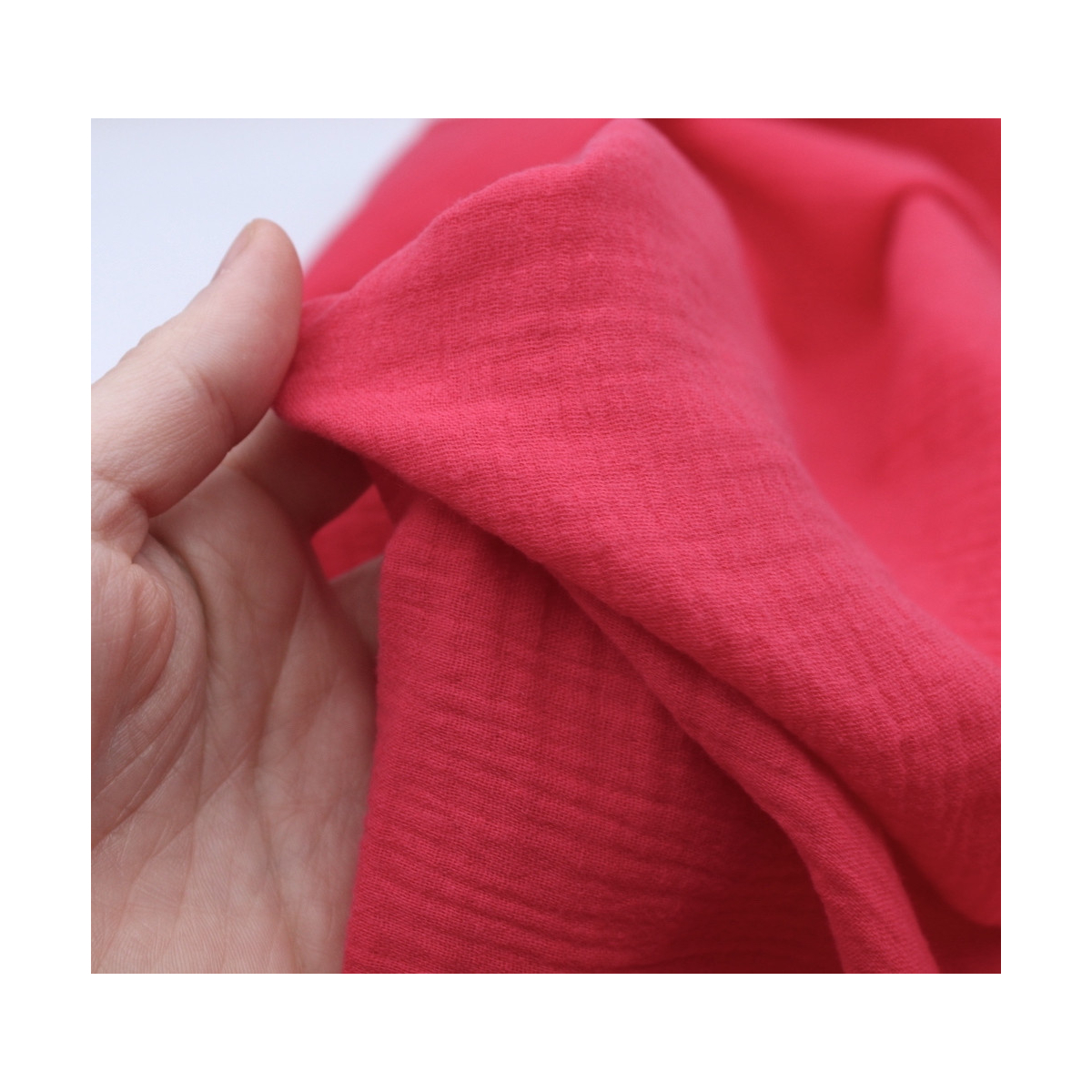 Double gaze de coton BIO unie framboise Double gaze de coton BIO unie framboise