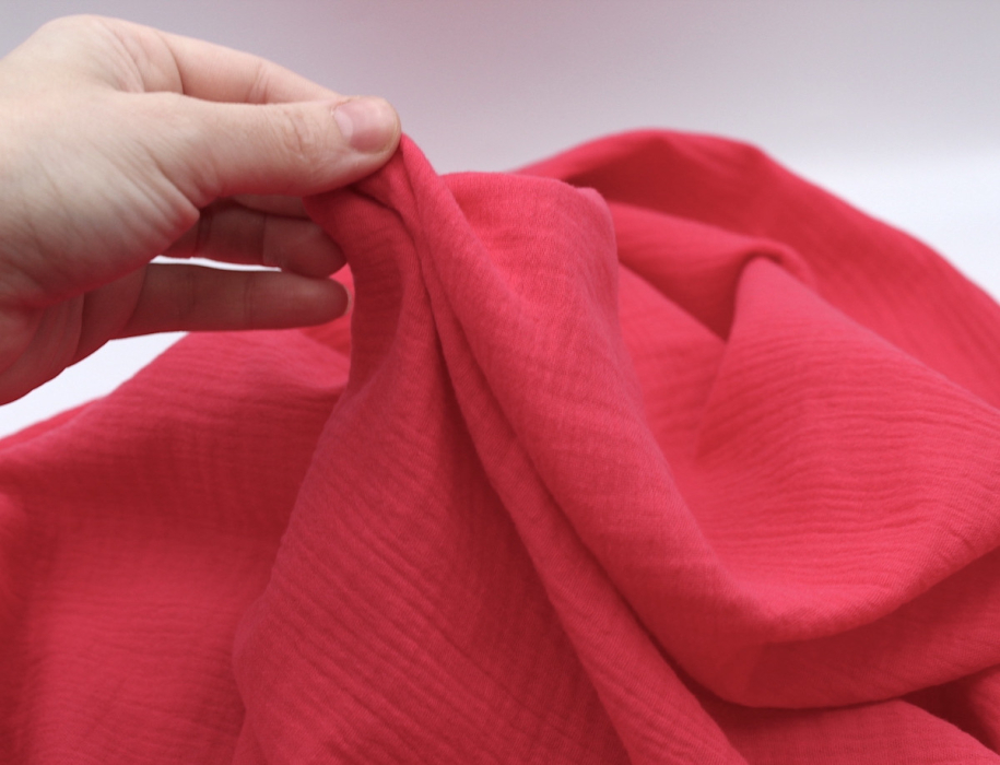 Double gaze de coton BIO unie framboise