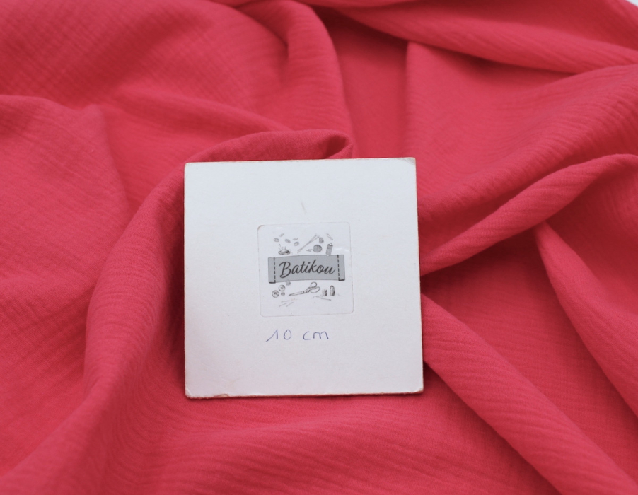 Double gaze de coton BIO unie framboise