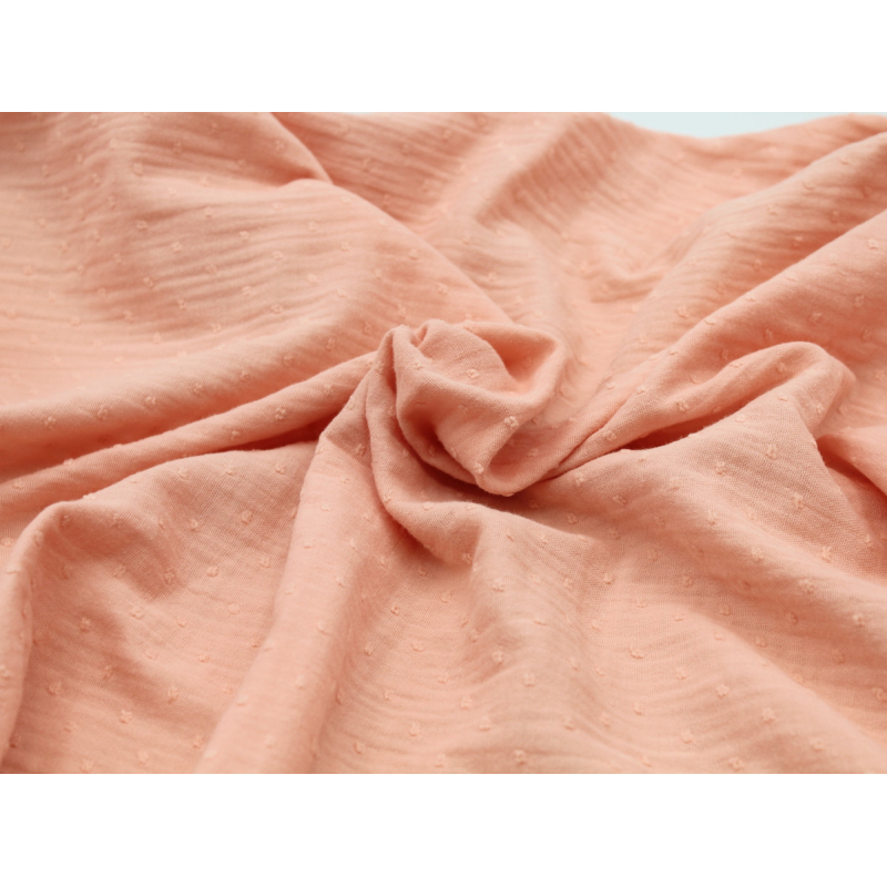 Double gaze de coton BIO plumetis pêche frais