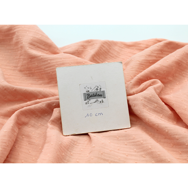 Double gaze de coton BIO plumetis pêche frais