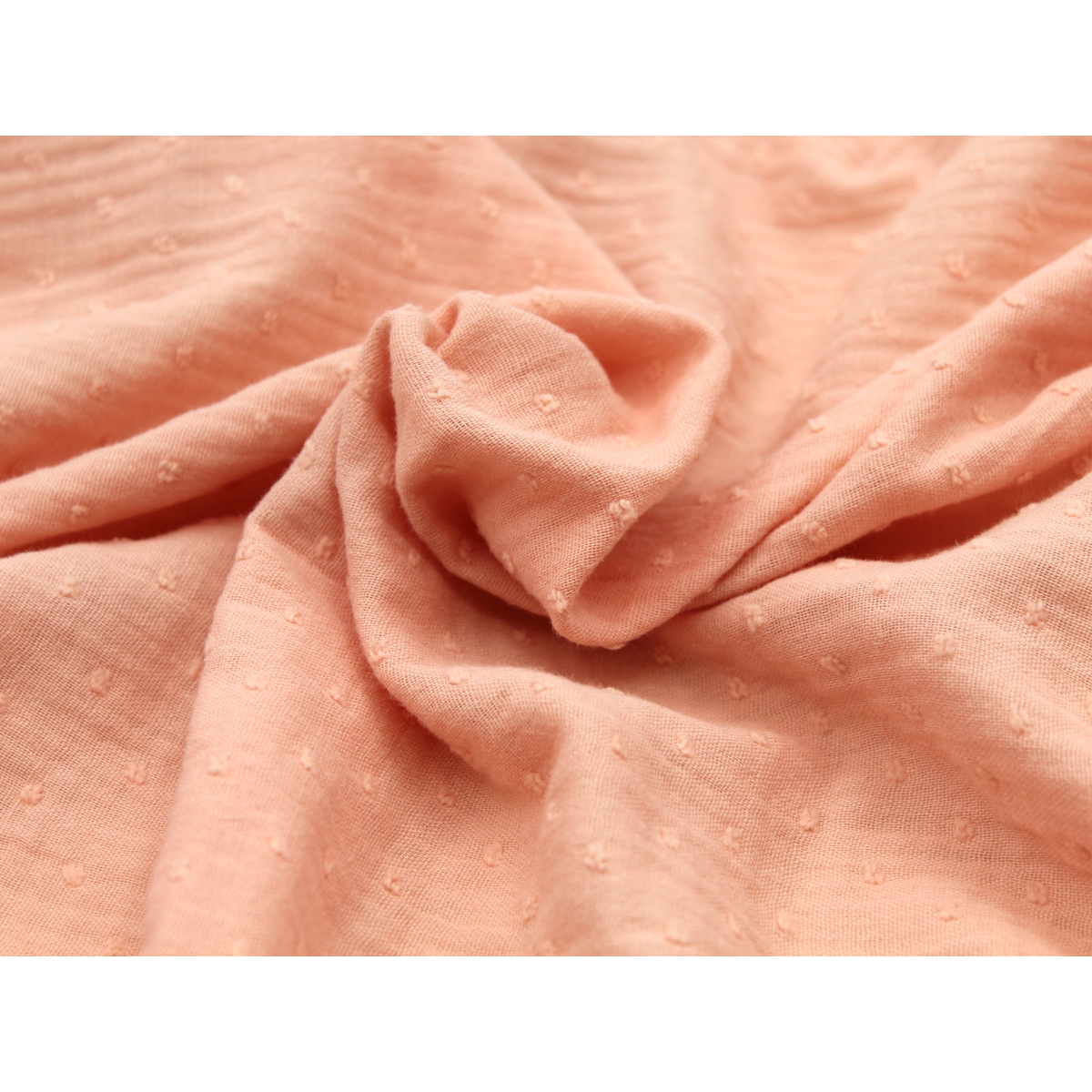 Double gaze de coton BIO plumetis pêche frais