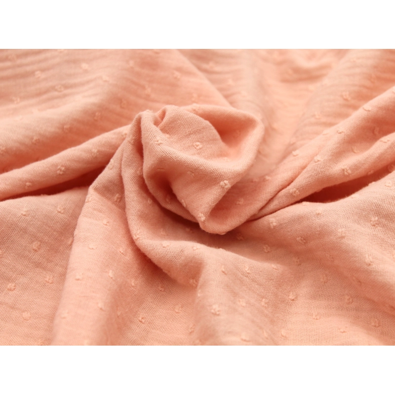 Double gaze de coton BIO plumetis pêche frais