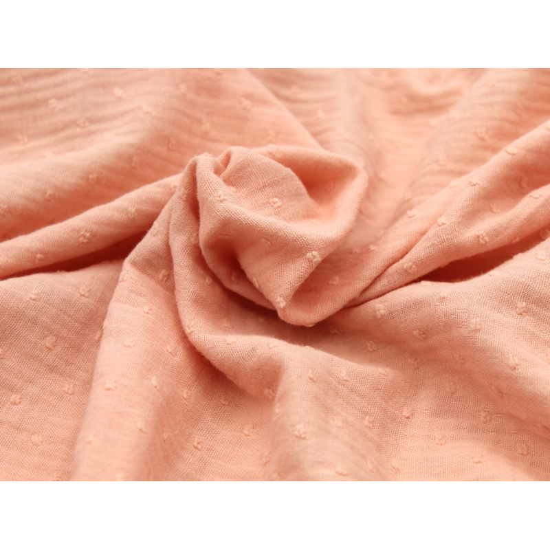 Double gaze de coton BIO plumetis pêche frais