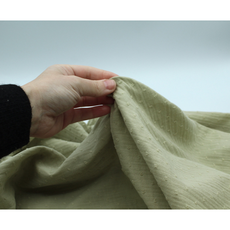 Double gaze de coton BIO plumetis vert amande Double gaze de coton BIO plumetis vert amande