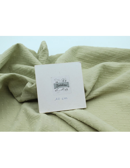 Double gaze de coton BIO plumetis vert amande