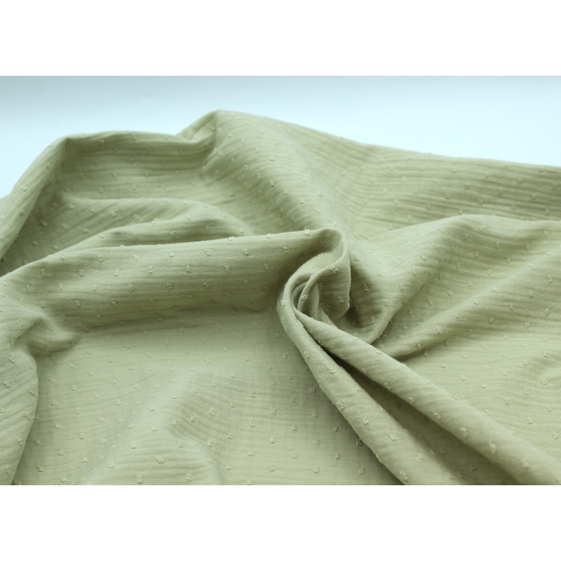 Double gaze de coton BIO plumetis vert amande Double gaze de coton BIO plumetis vert amande