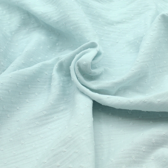 Double gaze de coton BIO plumetis bleu artique