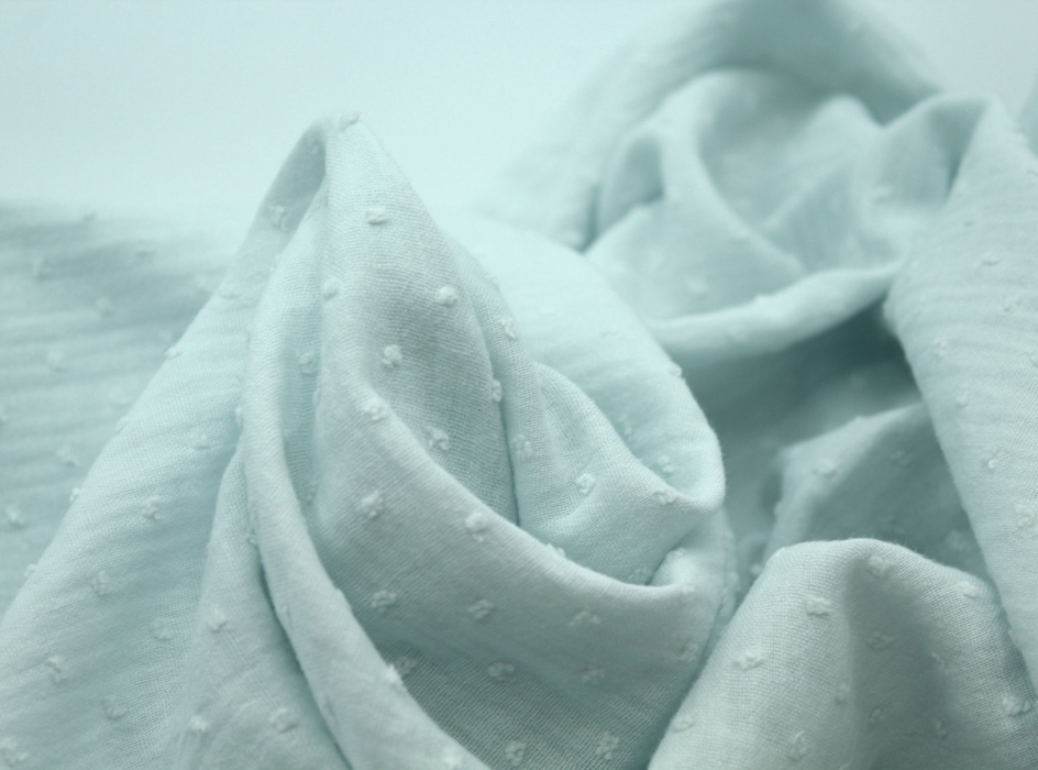 Double gaze de coton BIO plumetis bleu artique