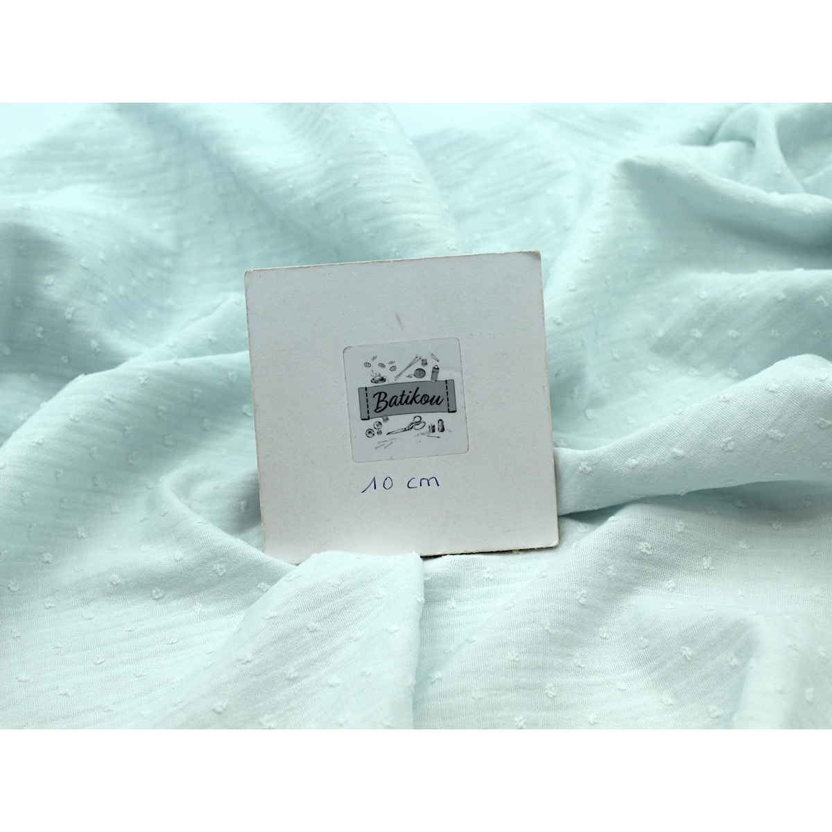 Double gaze de coton BIO plumetis bleu artique