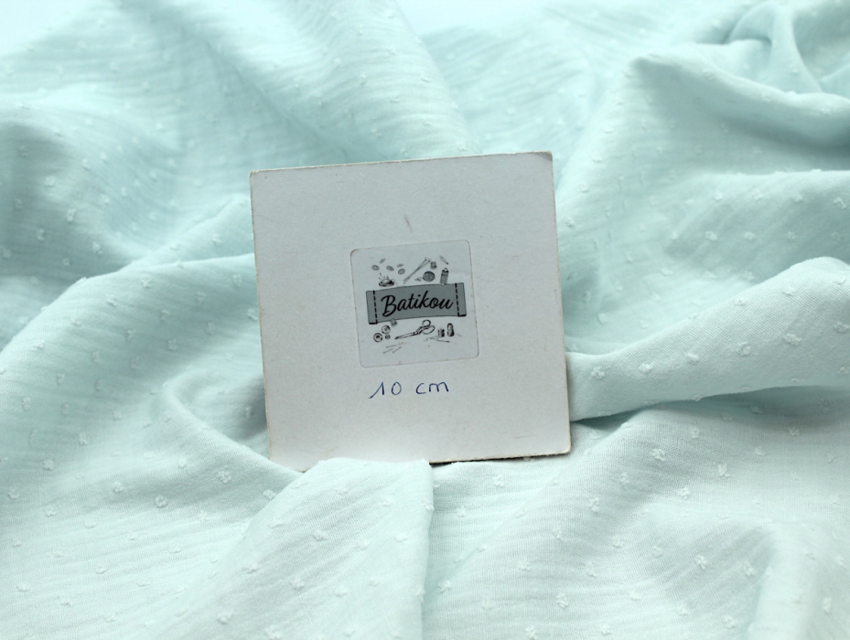 Double gaze de coton BIO plumetis bleu artique