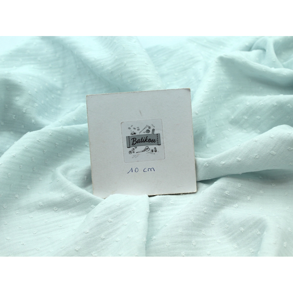 Double gaze de coton BIO plumetis bleu artique