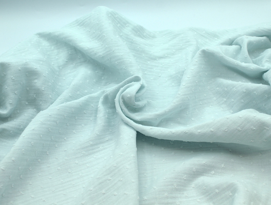 Double gaze de coton BIO plumetis bleu artique