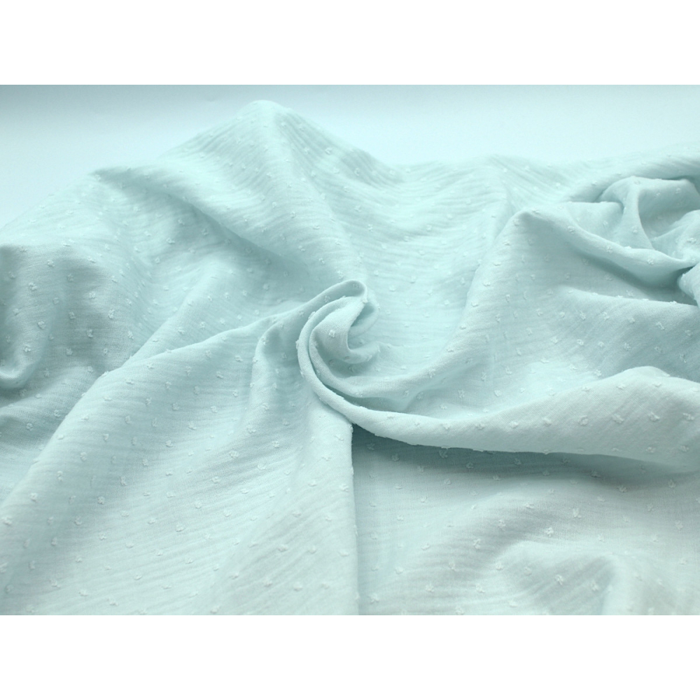 Double gaze de coton BIO plumetis bleu artique