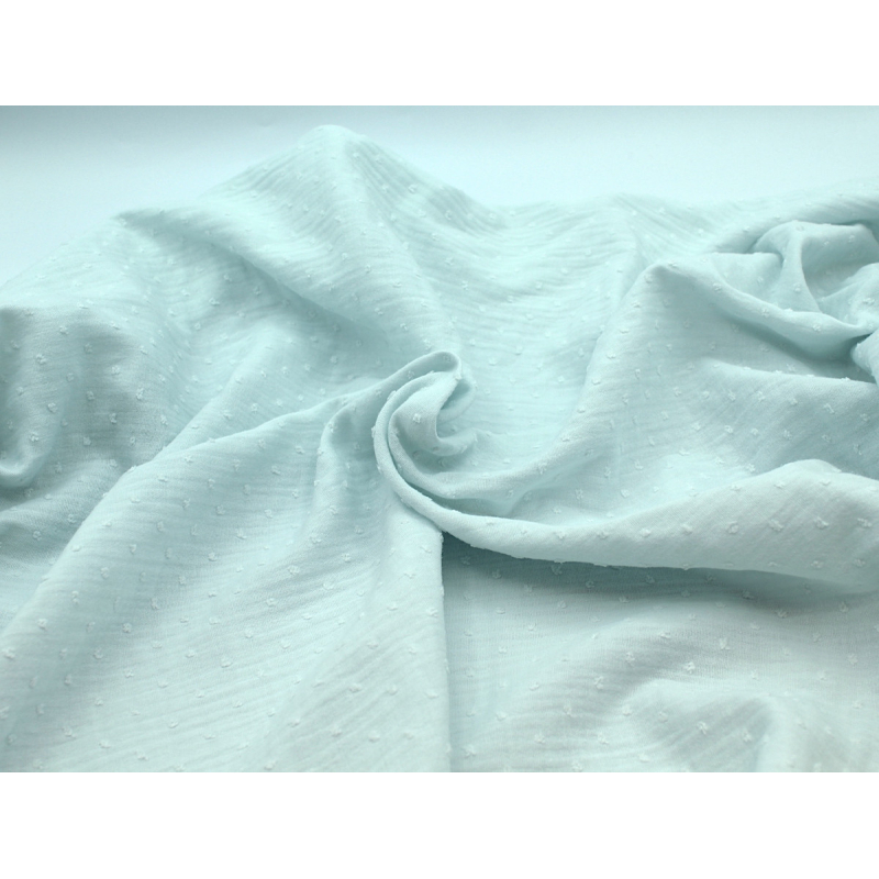 Double gaze de coton BIO plumetis bleu artique