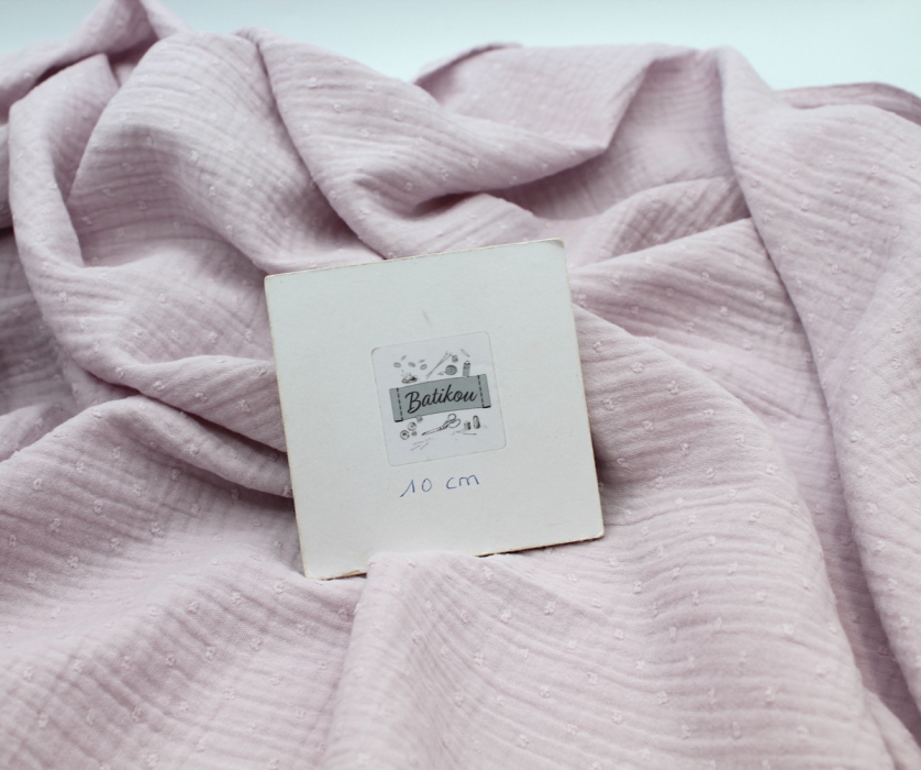 Double gaze de coton BIO plumetis lilas pastel